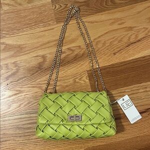 Urban Expressions Lime Woven Shoulder Bag with Chain